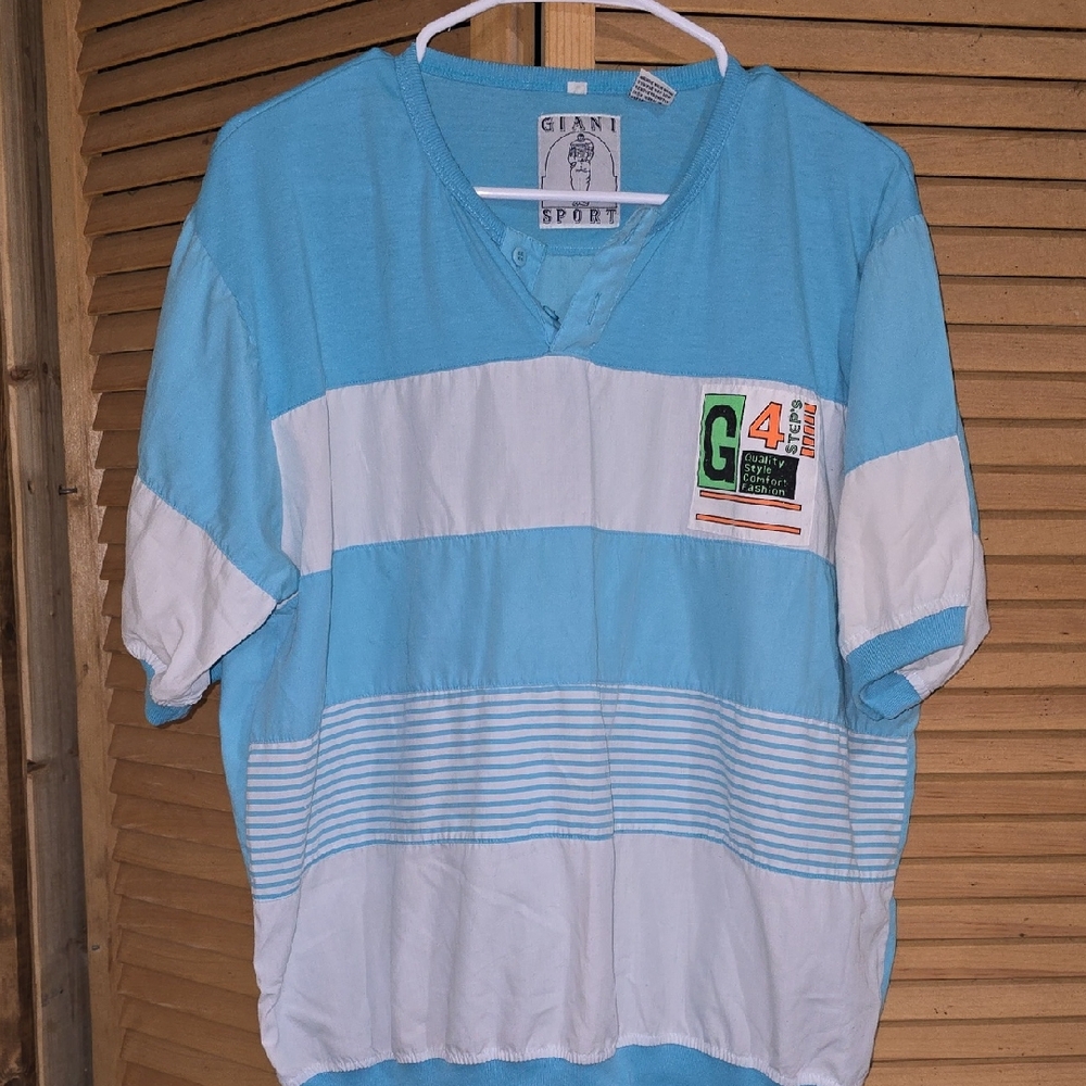 Vintage Giani Por G4 Striped Polo Shirt Size Large